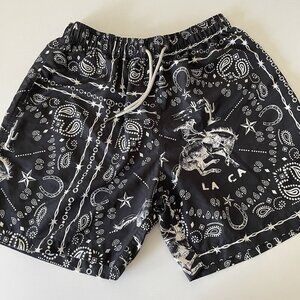 Negative Space Shorts Swim Trunks Black Western Cowboy Rodeo Mens L